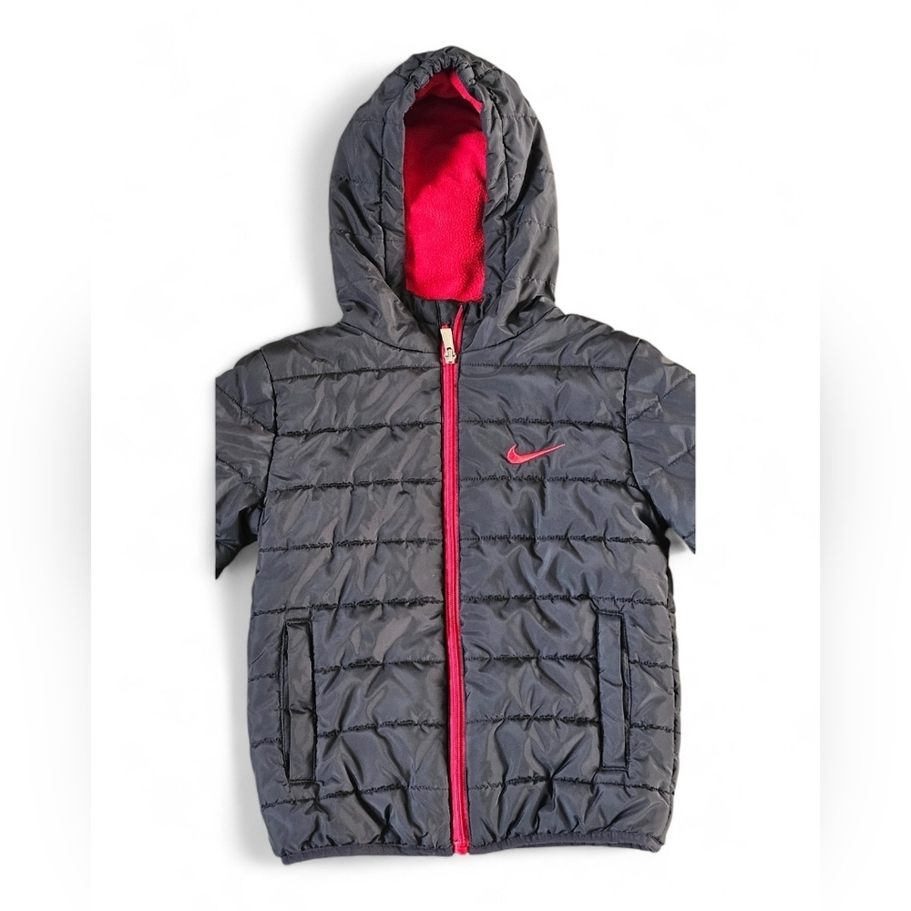 Nike Kids Black & Red Puffer Jacket Size 5/6Y - Picture 2 of 9